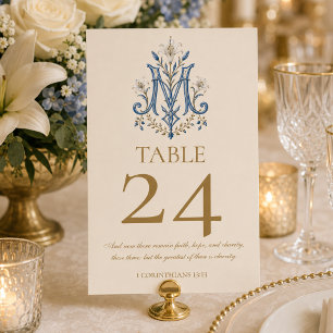 Numeração De Mesa Casamento Católico Tradicional Monograma Mariano