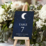 Numeração De Mesa Casamento Celestial Aquarela Azul Céu Azul Lua<br><div class="desc">Cartão de Número de Estrelas do Céu Azul Céu Azul Céu Celestial</div>