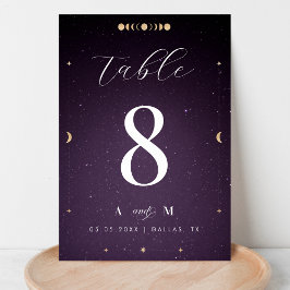 Numeração De Mesa Casamento Celestial Dourado Cósmico-Roxo Galáxia
