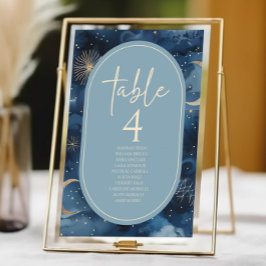 Numeração De Mesa Casamento Céu Estelar Elegante Dourado Azul