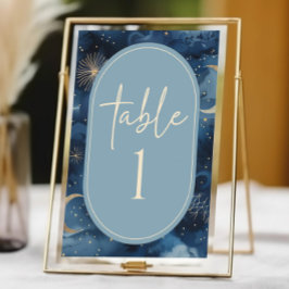 Numeração De Mesa Casamento Céu Estrelado Azul Dourado Elegante