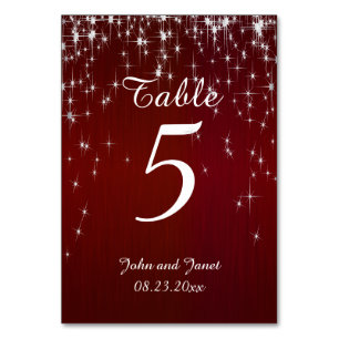 Numeração De Mesa Casamento Charming Star Struck Vermelho Borgonha