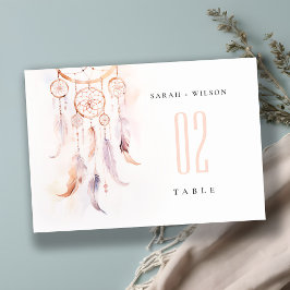 Numeração De Mesa Casamento Chic Boho Feather Dreamcatcher Watercolo