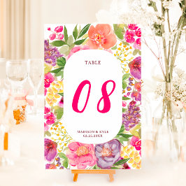 Numeração De Mesa Casamento chic com guião floral brilhante da Bohem