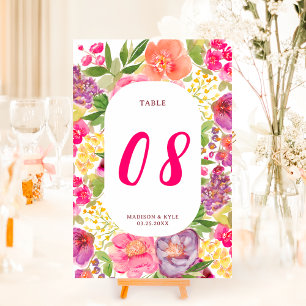Numeração De Mesa Casamento chic com guião floral brilhante da Bohem
