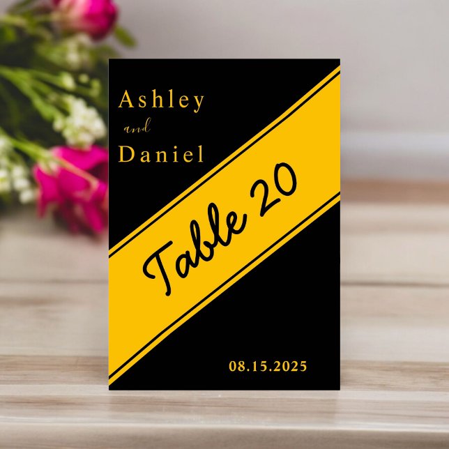 Numeração De Mesa Casamento Chic Dourado E Negro Moderno Elegante (Criador carregado)