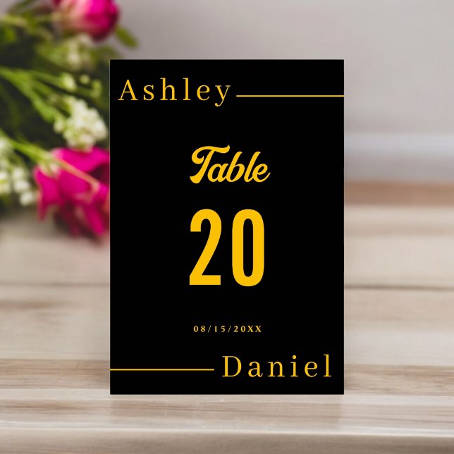 Numeração De Mesa Casamento Chic Dourado E Preto Simples Moderno (Criador carregado)