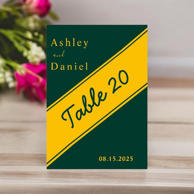 Numeração De Mesa Casamento Chic Dourado E Verde Moderno Elegante (Criador carregado)