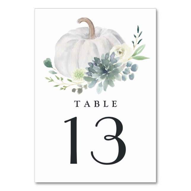 Numeração De Mesa Casamento Chic Elegante De Abóbora Branco (Frente)