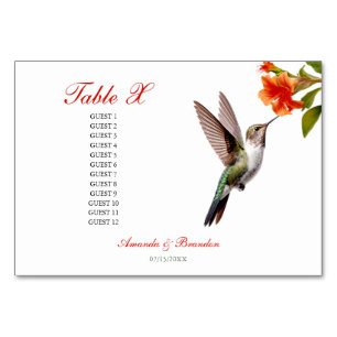 Numeração De Mesa Casamento Chic Hummingbird e Orange Flower