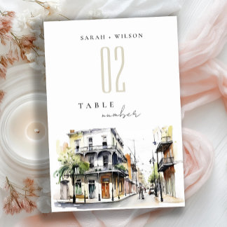 Numeração De Mesa Casamento Chic New Orleans Louisiana Watercolor