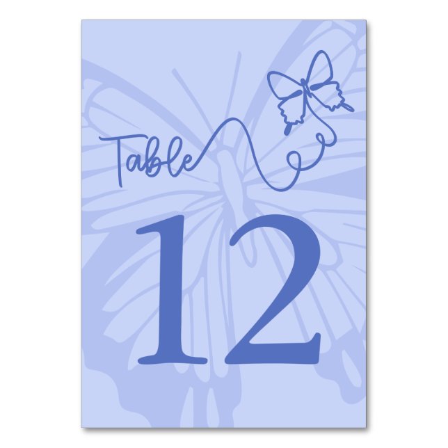 Numeração De Mesa Casamento Chic Pale Blue Butterfly Garden (Frente)