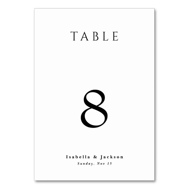 Numeração De Mesa Casamento Chic Simples Preto e Branco (Frente)