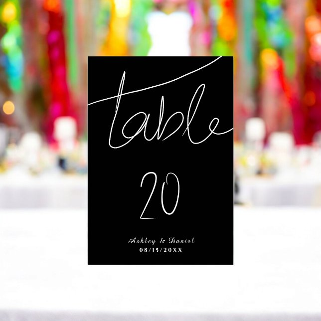 Numeração De Mesa Casamento Chic Simples Preto E Branco Moderno Eleg (Criador carregado)