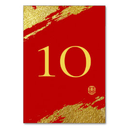 Numeração De Mesa Casamento chinês com pincel de ouro vermelho pince