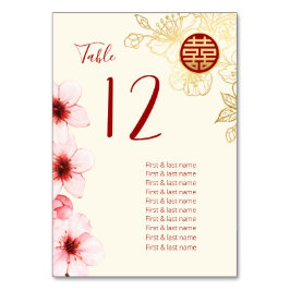 Numeração De Mesa Casamento Chinês de Cherry Blossoms