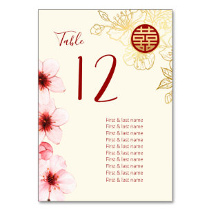 Numeração De Mesa Casamento Chinês de Cherry Blossoms