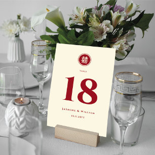 Numeração De Mesa Casamento Chinês de Felicidade Dupla em Círculo Cl