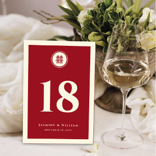 Numeração De Mesa Casamento Chinês de Felicidade Dupla em Círculo Cl