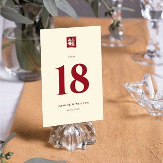Numeração De Mesa Casamento Chinês de Felicidade Dupla Quadrada Clás