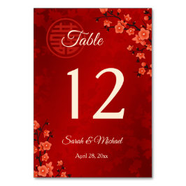 Numeração De Mesa Casamento Chinês de Flor de Cereja Vermelha