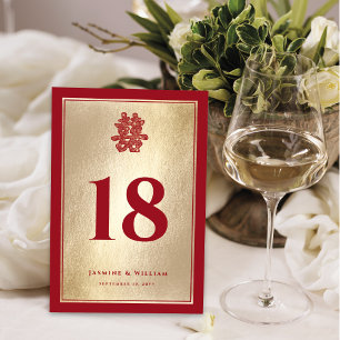 Numeração De Mesa Casamento Chinês de Folha de Ouro de Felicidade Du