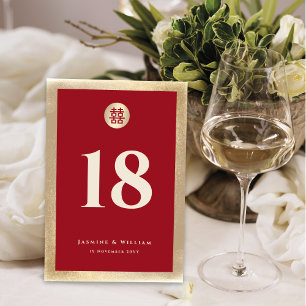 Numeração De Mesa Casamento Chinês Duplo Xi, Círculo Simples Vermelh