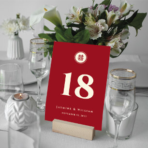 Numeração De Mesa Casamento Chinês Moderno de Dupla Felicidade Verme