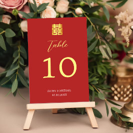 Numeração De Mesa Casamento chinês moderno simples vermelho dourado
