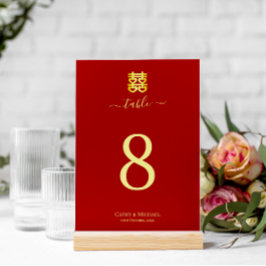 Numeração De Mesa Casamento chinês vintage vermelho coração dupla fe