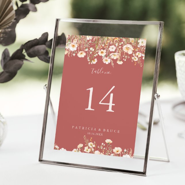 Numeração De Mesa Casamento Clássico Boho Blush Wildflower (Criador carregado)