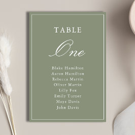 Numeração De Mesa Casamento Clássico com Letra em Verde Po dusty