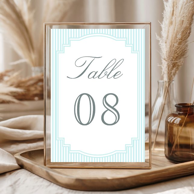 Numeração De Mesa Casamento Clássico com Listras em Azul Pastel (Criador carregado)