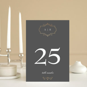 Numeração De Mesa casamento clássico da crista de ouro da cinza