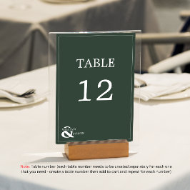 Numeração De Mesa Casamento Clássico de Borda Verde Esmeralda e Nome