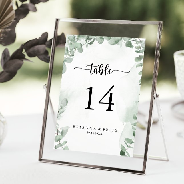 Numeração De Mesa Casamento Clássico de Folhagem Eucalyptus Verde (Criador carregado)