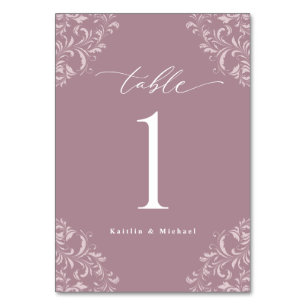 Numeração De Mesa Casamento Clássico de Mauve Vintage Elegante