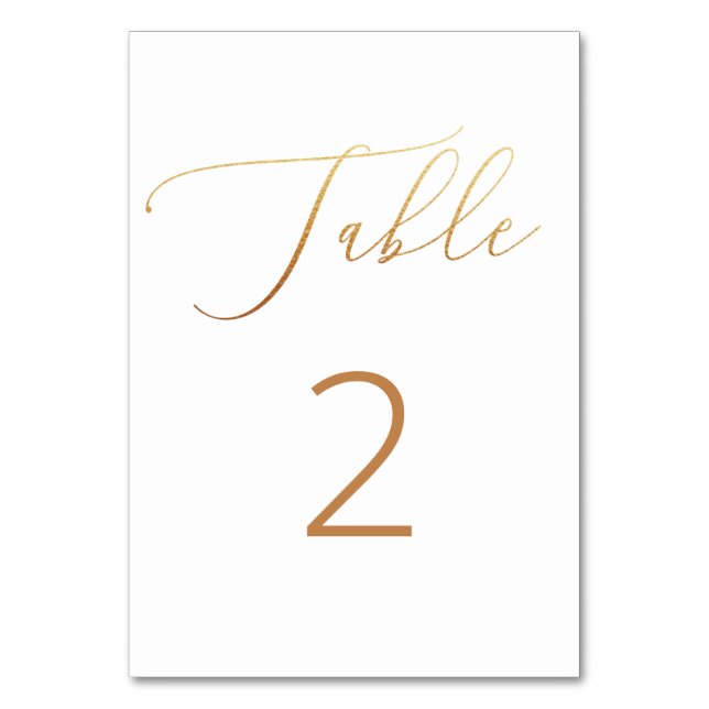Numeração De Mesa Casamento clássico de ouro elegante. Script simple (Frente)