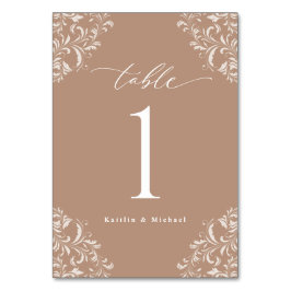 Numeração De Mesa Casamento Clássico de Taupe Beige Vintage
