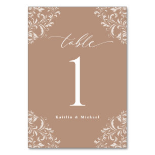 Numeração De Mesa Casamento Clássico de Taupe Beige Vintage