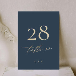 Numeração De Mesa Casamento Clássico Dourado Elegante Azul marinho