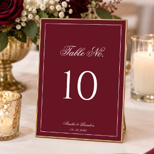 Numeração De Mesa Casamento Clássico Elegante com Borda Vermelha Esc