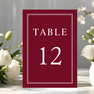 Numeração De Mesa Casamento Clássico Elegante Formal Burgundy Vermel