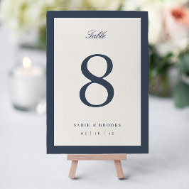 Numeração De Mesa Casamento Clássico em Azul Marinho e Creme com Let