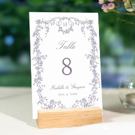 Numeração De Mesa Casamento Clássico Francês Vitoriano com Moldura d