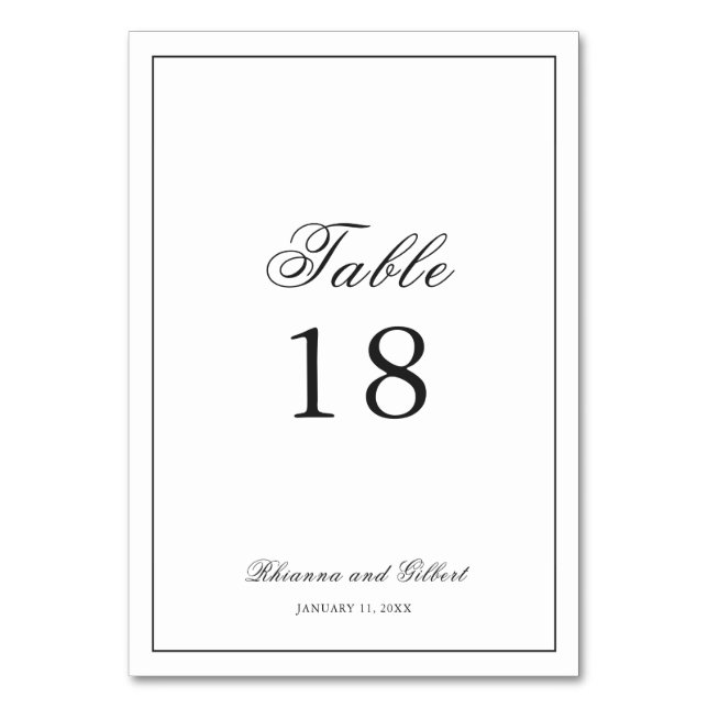 Numeração De Mesa Casamento Clássico Fronteira Preto e Branco Atempo (Frente)