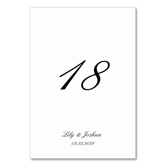 Numeração De Mesa Casamento Clássico Preto e Branco Atemporal (Frente)