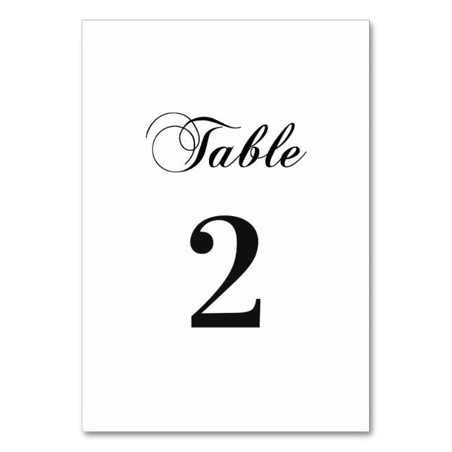 Numeração De Mesa Casamento clássico preto e branco. Simples elegant (Frente)