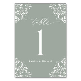 Numeração De Mesa Casamento Clássico Vintage Verde Elegante