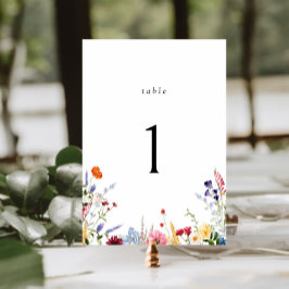 Numeração De Mesa Casamento Colorido de Flores Selvagens